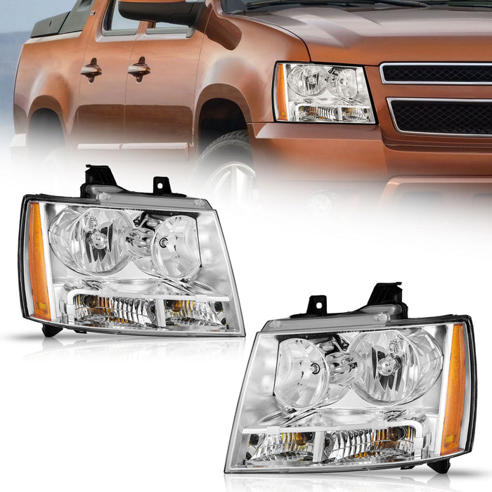 For 2007-2013 Avalancha/Suburban 2500, 2007-2014 Tahoe/Suburban 1500,  2012-2014 Tahoe SSV Headlights (Chrome)