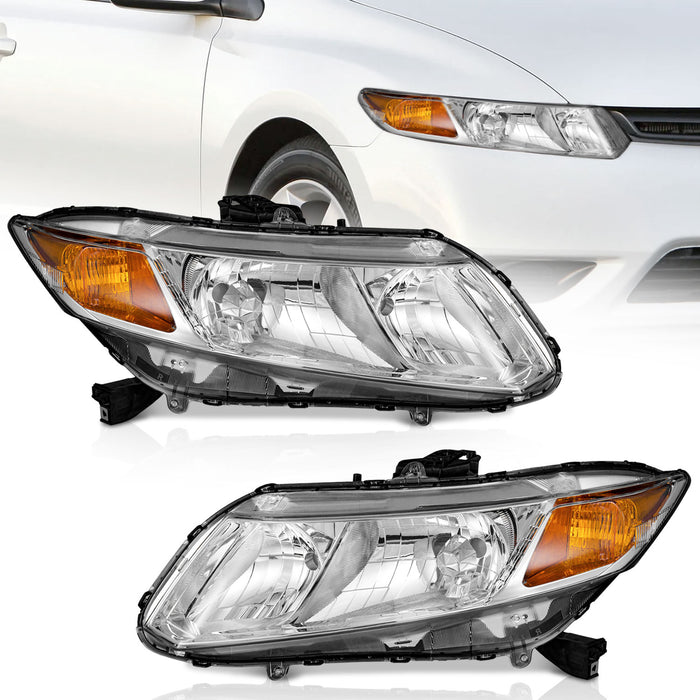 WEELMOTO Headlights Assembly For 2012-2015 Honda Civic Sedan 4-Door 4Dr Coupe 2Dr Headlamps