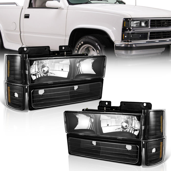 For 1994-1998 Chevy C10 C/K 1500 2500 3500 Tahoe/Suburban/Silverado Headlights(Black)