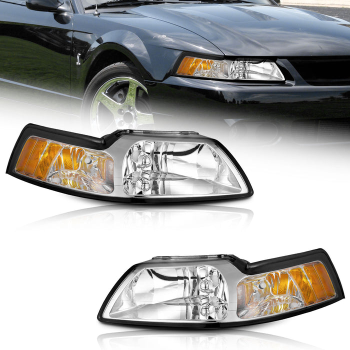 For 1999-2004 Ford Mustang Headlights (Chrome)