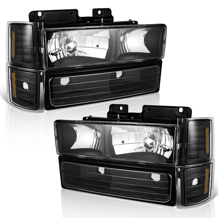 For 1994-1998 Chevy C10 C/K 1500 2500 3500 Tahoe/Suburban/Silverado Headlights(Black)