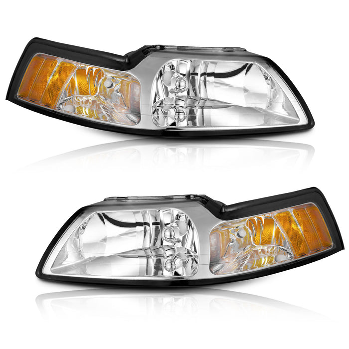 For 1999-2004 Ford Mustang Headlights (Chrome)