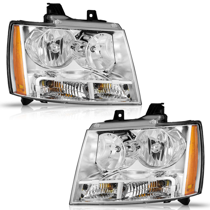 For 2007-2013 Avalancha/Suburban 2500, 2007-2014 Tahoe/Suburban 1500,  2012-2014 Tahoe SSV Headlights (Chrome)