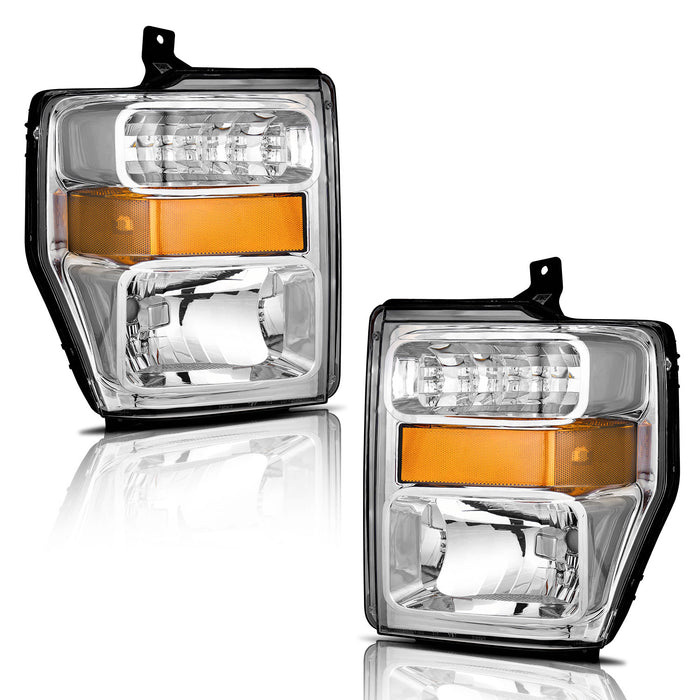 For 2008-2010 Ford F250 F350 F450 F550 Super Duty Headlight(Chrome)