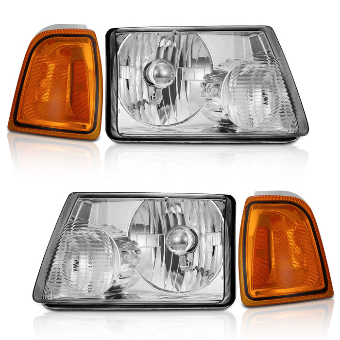 WEELMOTO For 2001-2011 Ford Ranger Headlights Assembly,Headlamp Replacement Left+Right Pair Set