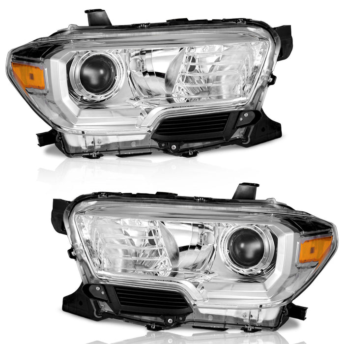 WEELMOTO Headlights Assembly For 2016-2022 Toyota Tacoma Chrome Headlights Pair Headlamps Left+Right