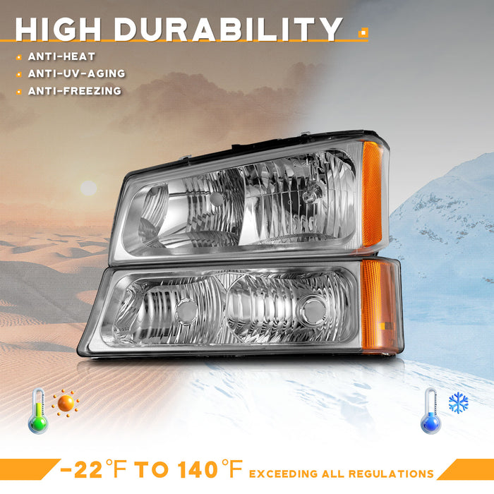 For 03-06 Chevy Silverado 1500/1500HD/2500HD/3500;for 03-04 Chevy Silverado 2500  Headlights(Chrome)