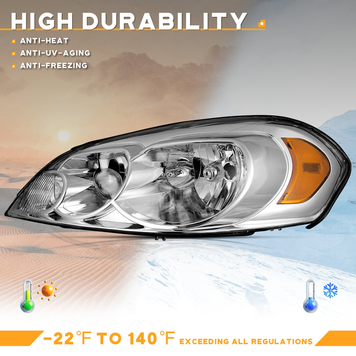 WEELMOTO Headlights Assembly For 06-13 Chevy Impala, Headlight Assembly For 2014-2015 Chevy Impala Limited/ 06-07 Chevy Monte Carlo
