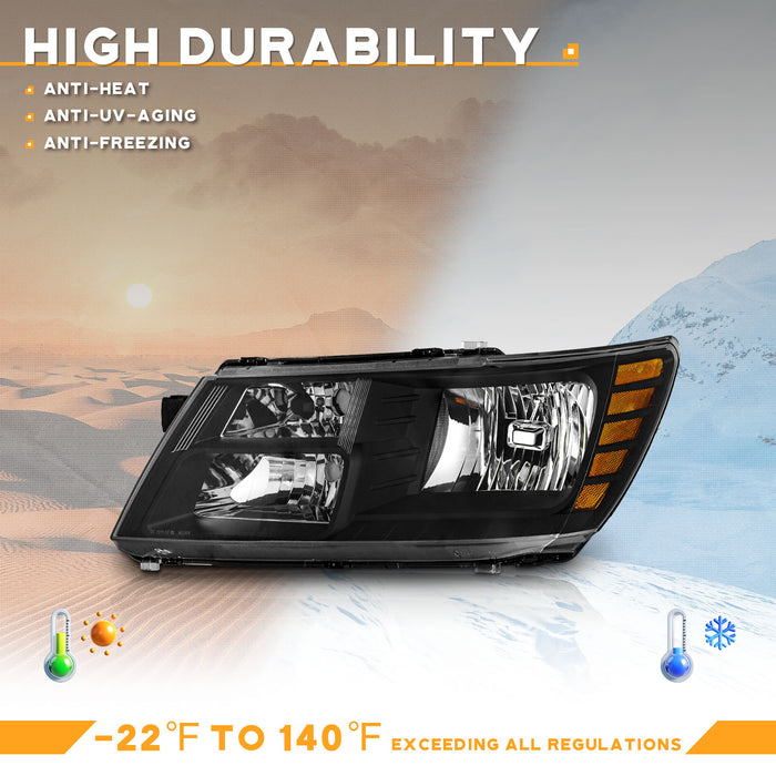 For 2009-2020 Dodge Journey Headlights(Black)