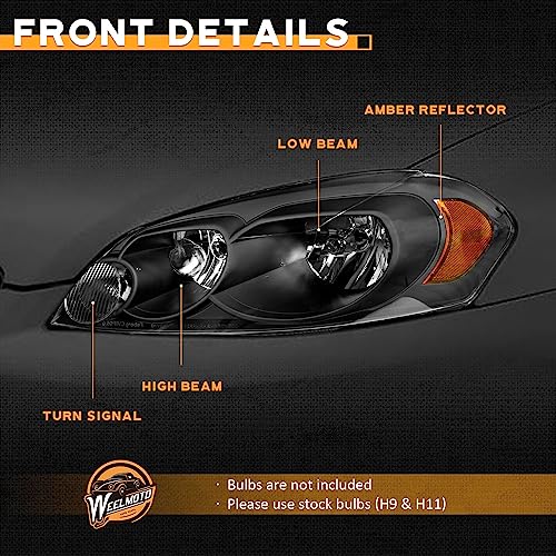 For 06-13 Chevy Impala, for 2014-2015 Chevy Impala Limited/ 06-07 Chevy Monte Carlo  Headlight  (Black))