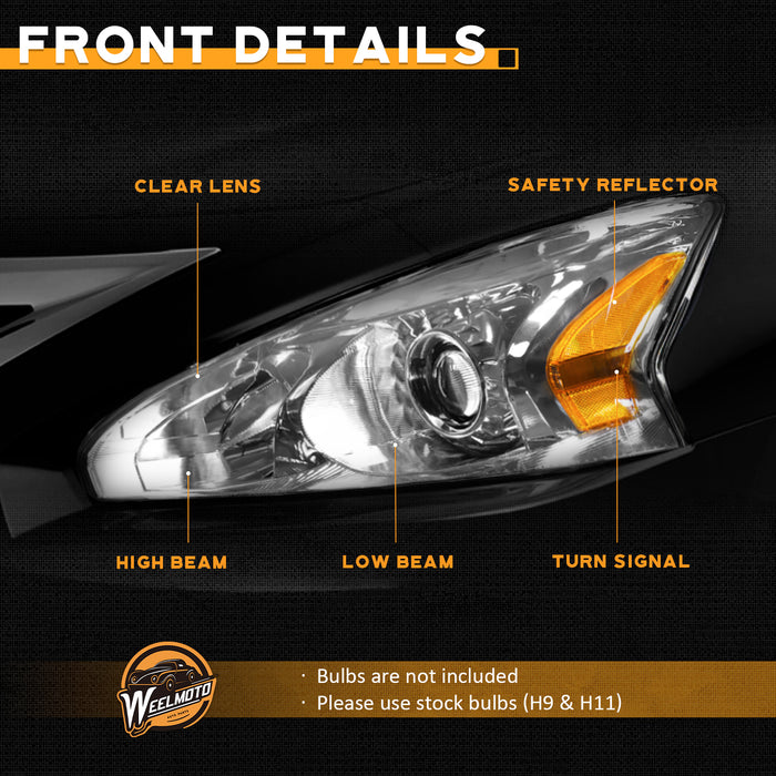 For 2013-2015 Nissan Altima Sedan Headlights Left Side(Chrome)