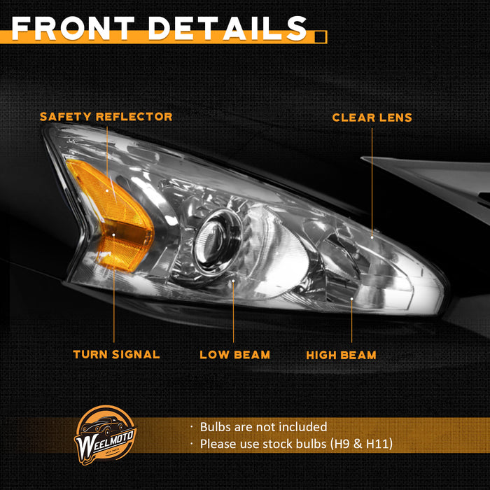 For 2013-2015 Nissan Altima Sedan Headlight Right Side(Chrome)