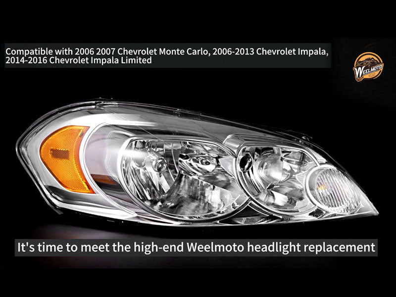WEELMOTO Headlights Assembly For 06-13 Chevy Impala, Headlight Assembly For 2014-2015 Chevy Impala Limited/ 06-07 Chevy Monte Carlo