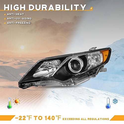 WEELMOTO For 2012-2014 Toyota Camry Headlights Assembly Pair Compatibl